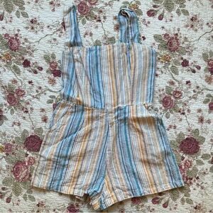 Reformation Blue & Yellow Striped Romper